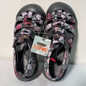 KEEN SUNPORT NWT Youth Girls Barberry Swirl Bungee Tie Waterproof Sandal Beach 6